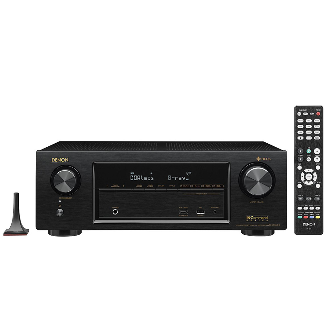 Receiver Denon AVRX1400H + wireless multiroom speaker HEOS 1