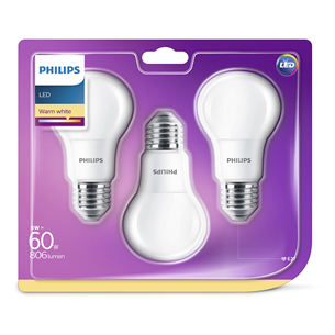3 x LED pirn Philips / E27, 60W, 806 lm