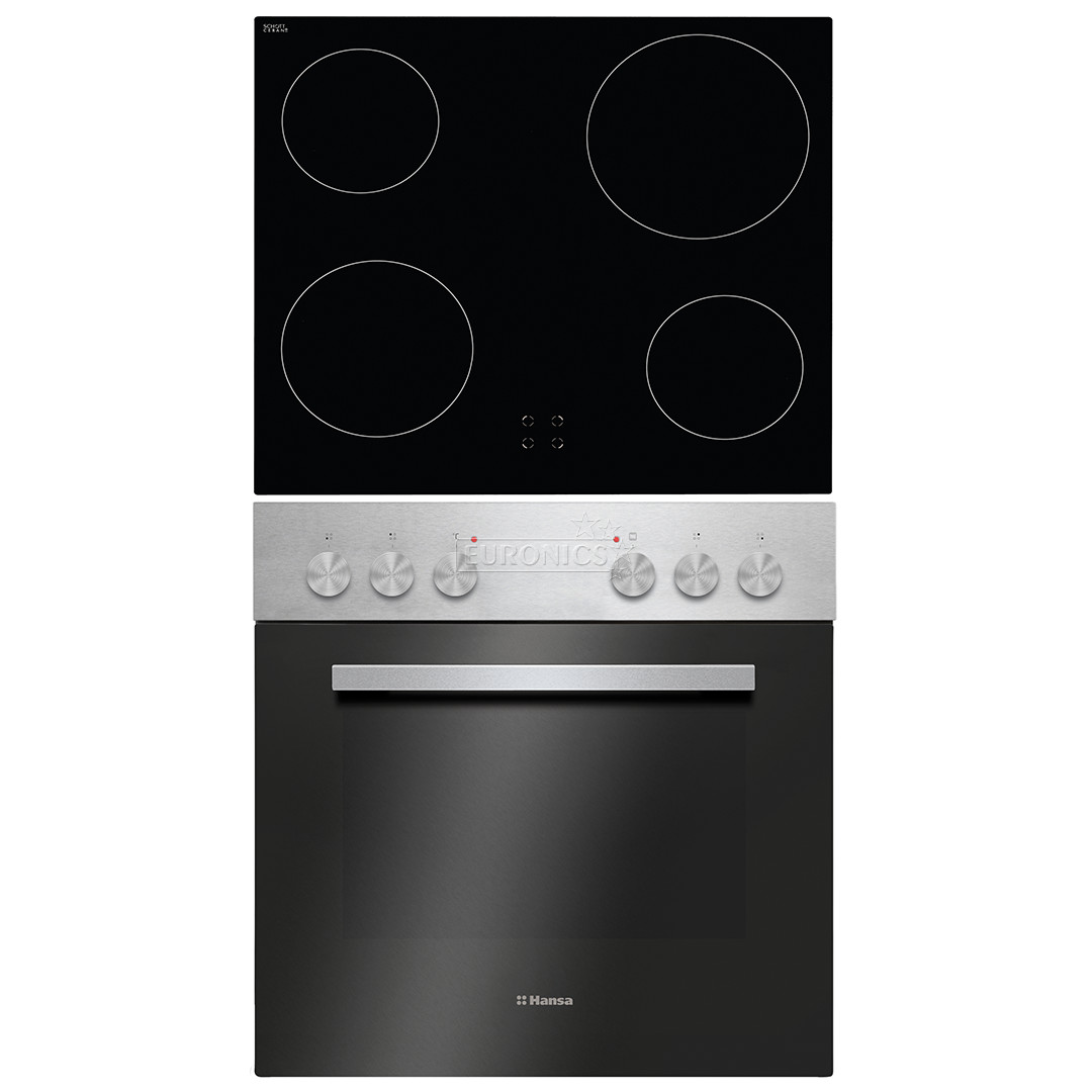 Hansa, 62 L, roostevaba teras/must - Integreeritav ahi + keraamiline pliidiplaat