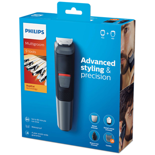 Philips Multigroom 5000 Series, 9 в 1, черный/серый - Мультитриммер