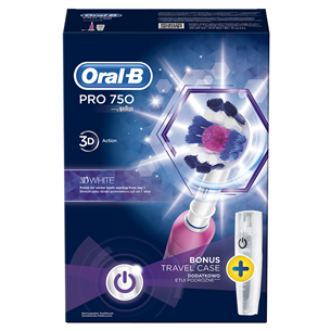 Электрическая зубная щетка Oral-B PRO750 3D White + дорожный футляр, Braun