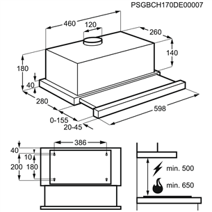 Built-in cooker hood, AEG / 240 m³/h