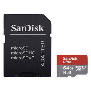 MicroSDXC memory card + adapter, SanDisk Ultra / 64GB