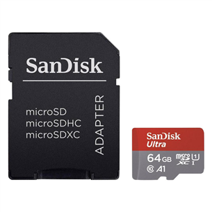 MicroSDXC mälukaart adapteriga SanDisk Ultra (64 GB)