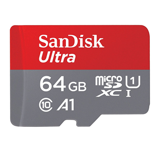Карта памяти MicroSDXC SanDisk Ultra + адаптер (64 ГБ)