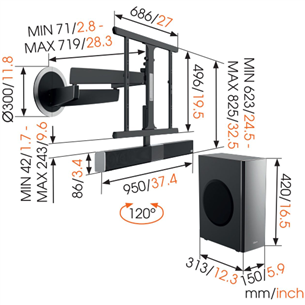 TV wall mount + soundbar Vogels MotionSoundMount