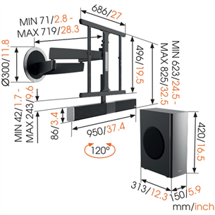 Mootoriga teleri seinakinnitus + soundbar Vogels MotionSoundMount