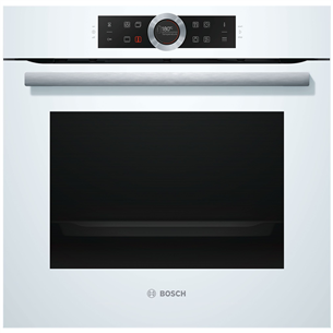 Bosch Serie 8, pyrolytic cleaning, 71 L, white - Built-in Oven HBG672BW1S