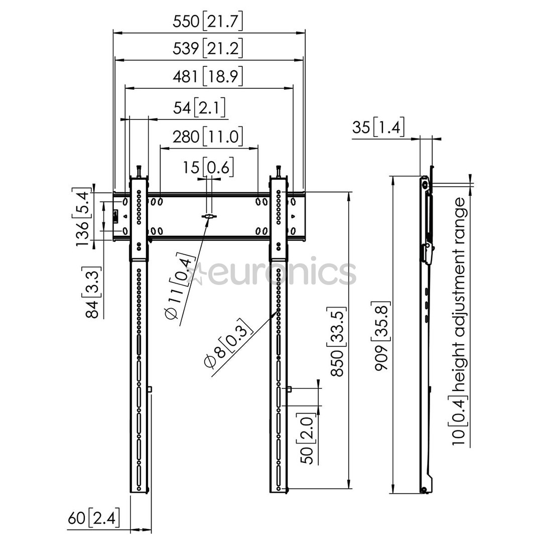 Teleri seinakinnitus Vogels (40-100")