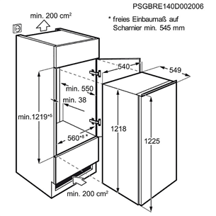Интегрируемый холодильник, Electrolux / высота: 122 см