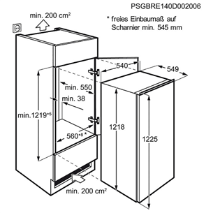 Integreeritav külmik Electrolux (122 cm)