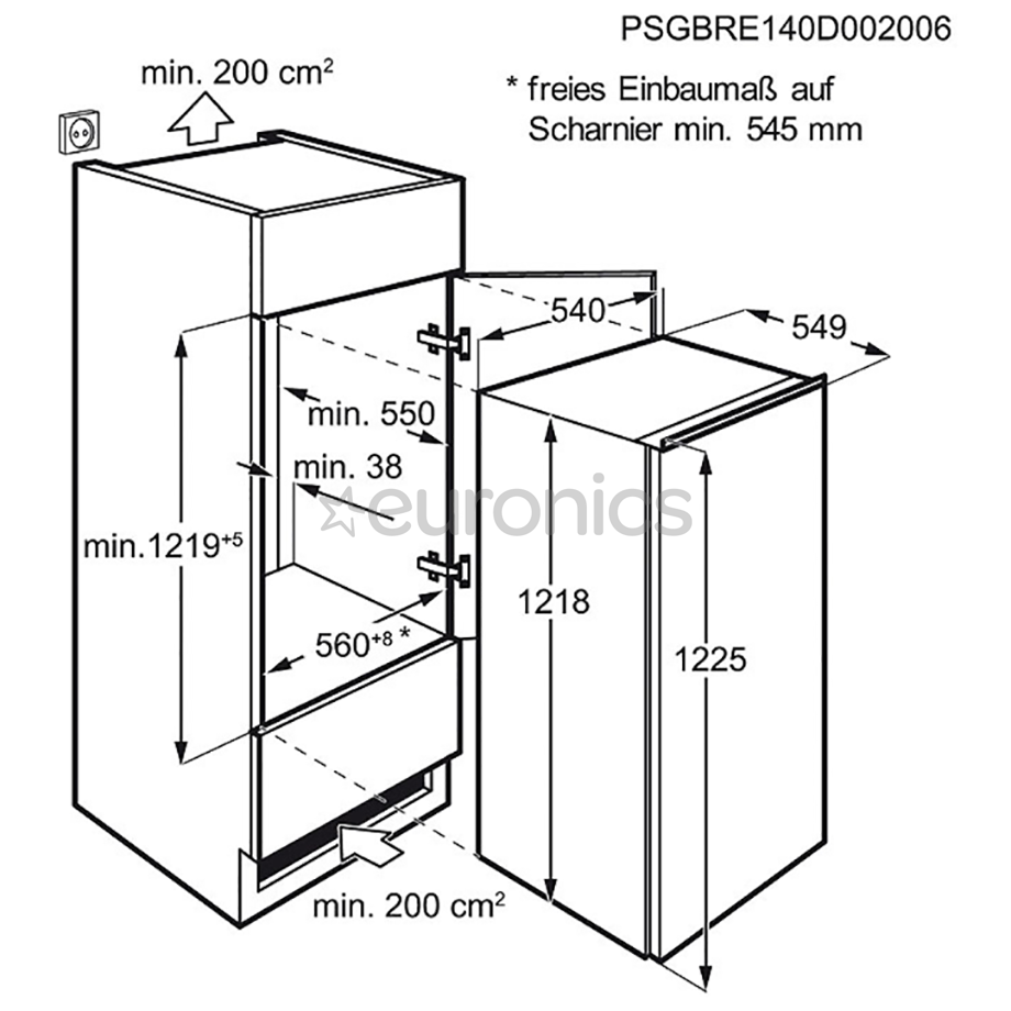 Integreeritav külmik Electrolux (122 cm)