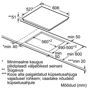 Bosch, platums 60.6 cm, черный - Интегрируемая индукционная варочная панель