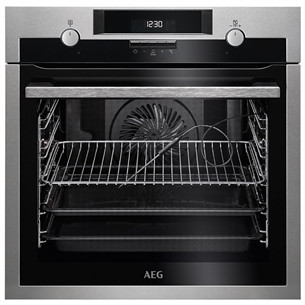 AEG, 71 L, pyrolytic cleaning, black/inox - Built-in oven