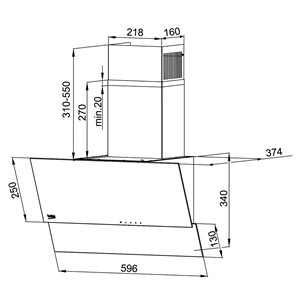 Cooker hood, Beko / 305 m³/h