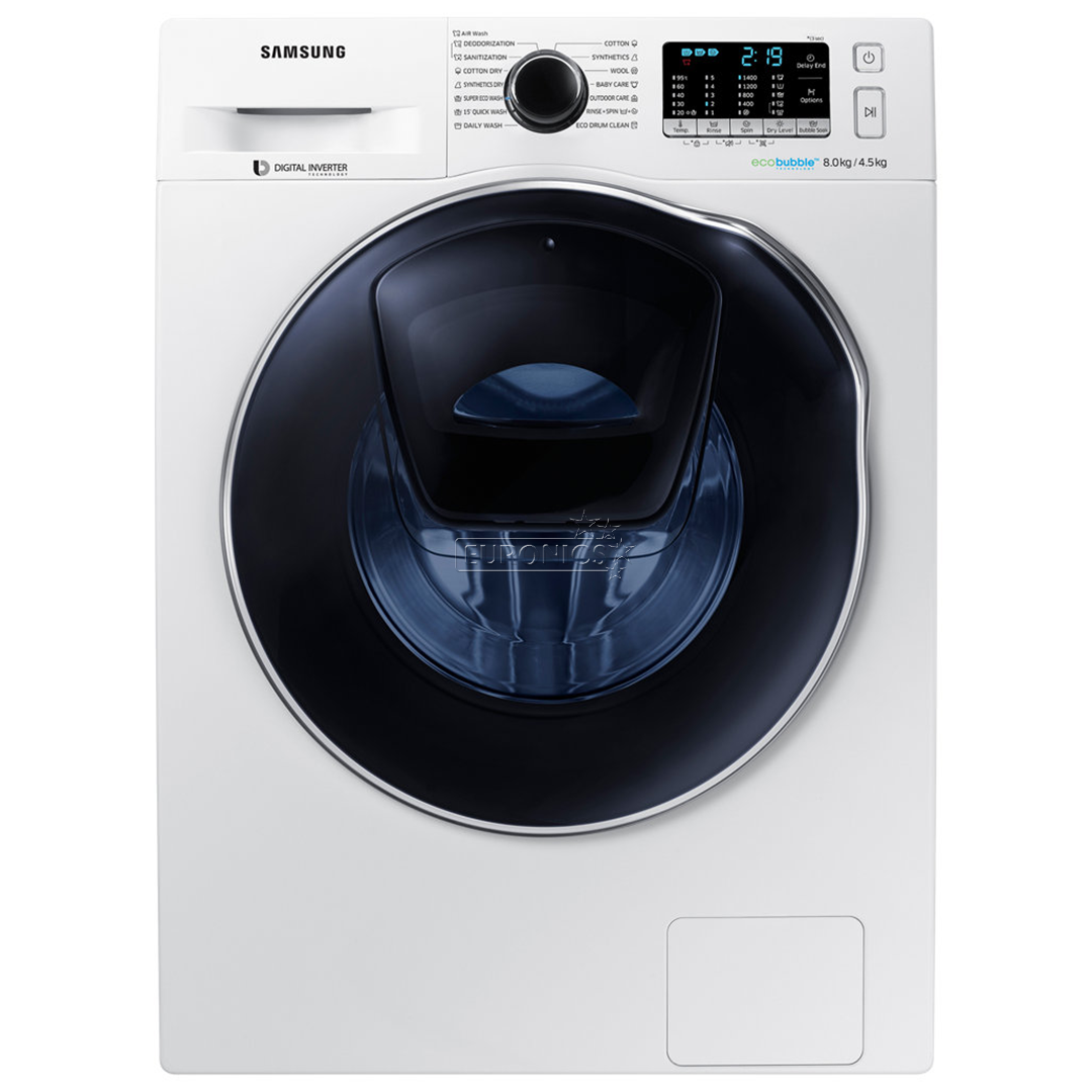 Washer-dryer Ecobubble™Add Wash, Samsung (8kg / 4,5kg), WD80K5A10OW/LE