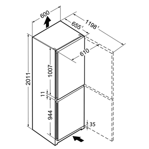 Refrigerator NoFrost, Liebherr / height: 201 cm