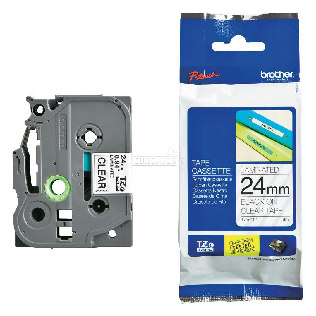 Läbipaistev lint musta kirjaga Brother