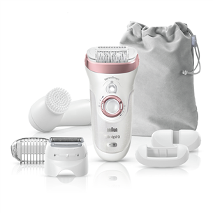 Braun Silk-epil 9 SensoSmart, valge - Epilaator + Näopuhastushari