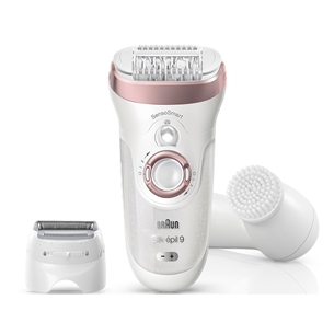 Braun Silk-epil 9 SensoSmart, valge - Epilaator + Näopuhastushari