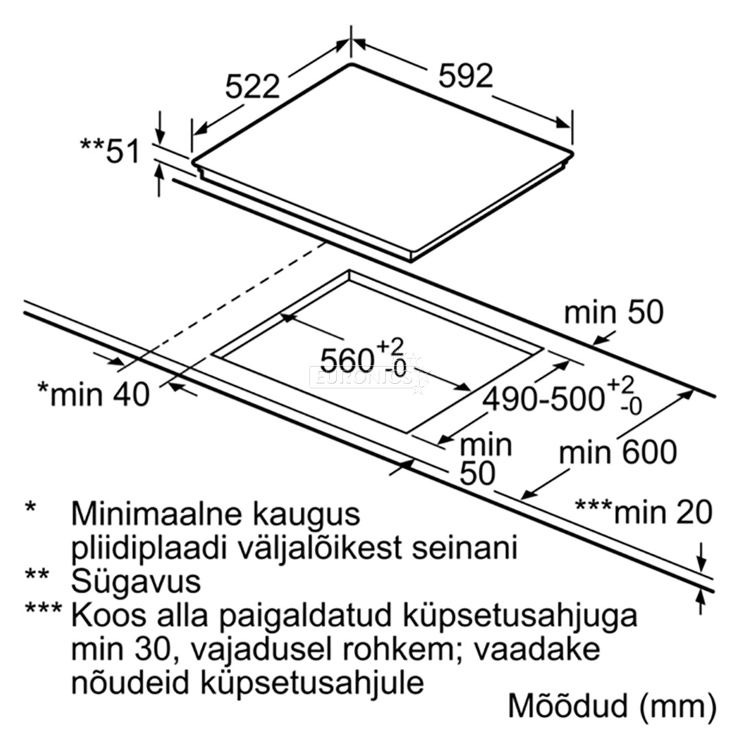 Integreeritav induktsioonpliidiplaat Bosch