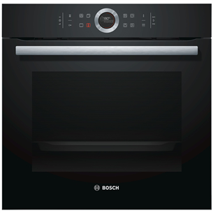 Bosch Serie 8, pyrolytic cleaning, 71 L, black - Built-in Oven HBG672BB1S