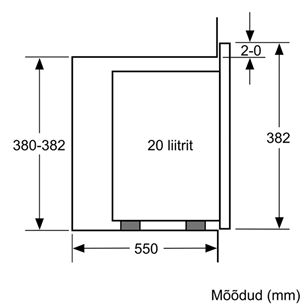 Bosch, 20 L, 800 W, valge - Integreeritav mikrolaineahi