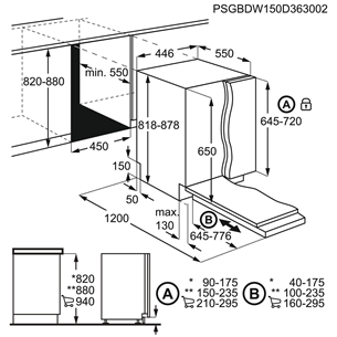 Built-in dishwasher, Electrolux / 9 place settings