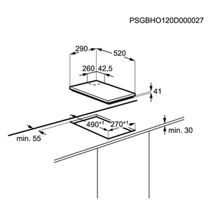 Electrolux, laius 29 cm, must - Integreeritav gaasipliidiplaat