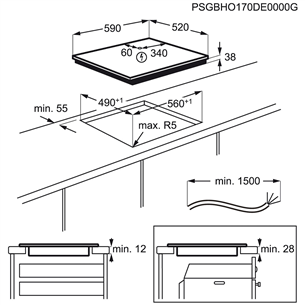 Electrolux, laius 59 cm, raamita, must - Integreeritav keraamiline pliidiplaat