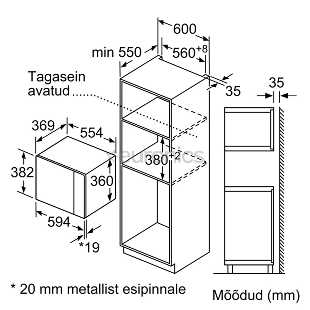 Bosch, 25 L, 900 W, black - Built-in Microwave Oven