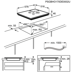 AEG 6000 MultipleBridge, laius 57,6 cm, terasraamiga, must - Integreeritav induktsioonpliidiplaat