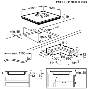 AEG, 3000 Basic, width 58 cm, frameless, black - Built-in Induction Hob