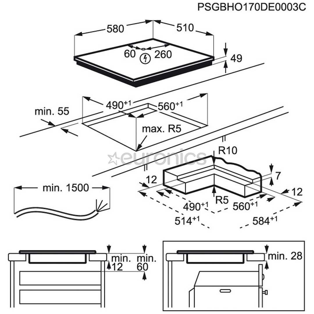 AEG, 3000 Basic, width 58 cm, frameless, black - Built-in Induction Hob