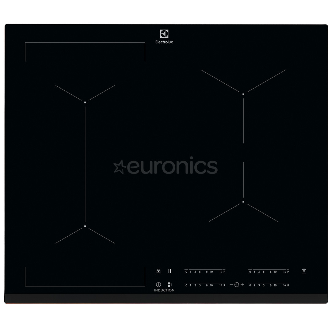 Electrolux 600 FlexiBridge, Hob2Hood, EcoTimer, width 59 cm, frameless, black - Built-in Induction Hob