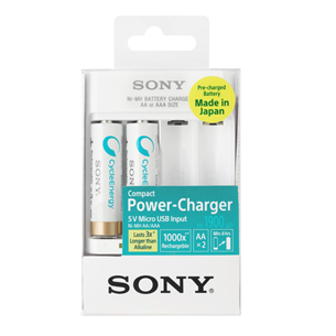 Plug-in charger and 2x AA batteries Sony