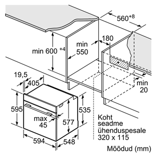 Bosch seeria 8, 71 L, roostevaba teras - Integreeritav ahi