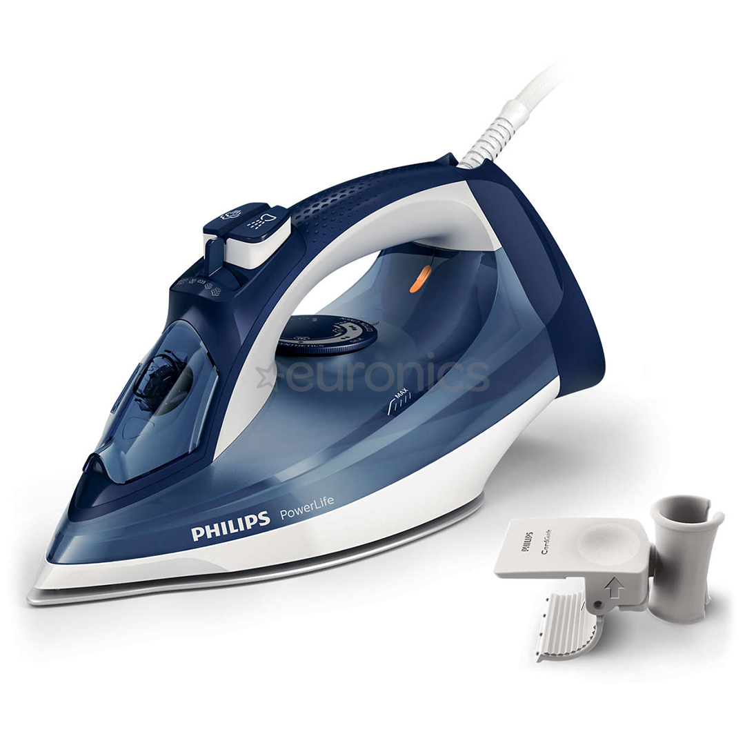 Philips PowerLife, 2400 Вт, синий/белый - Паровой утюг