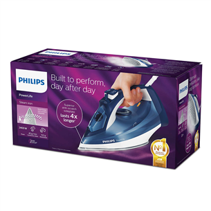 Philips PowerLife, 2400 Вт, синий/белый - Паровой утюг