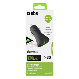 Autolaadija USB-C SBS Quick Charge