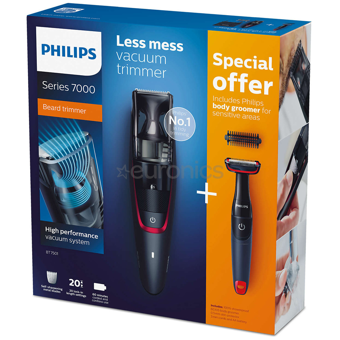 Vaakumiga habemepiirel + kehapiirel Philips series 7000