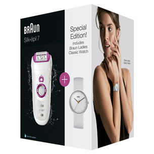 Braun Silk-épil 7 Wet & Dry, белый - Эпилятор + часы Braun