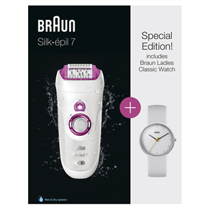 Braun Silk-épil 7 Wet & Dry, белый - Эпилятор + часы Braun