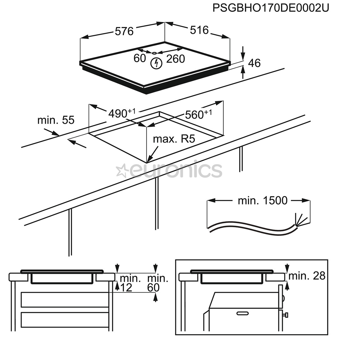 Electrolux, laius 57,6 cm, terasraamiga, must - Integreeritav induktsioonpliidiplaat