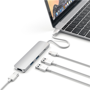 Satechi 4K, USB C hub, grey/white - Adapter