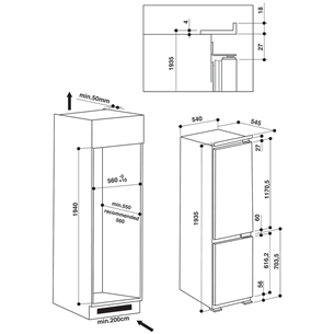 Built-in refrigerator Whirlpool (194 cm)