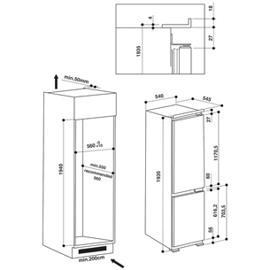 Интегрируемый холодильник Whirlpool (194 см)