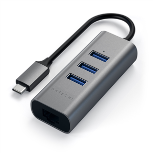 Satechi, USB C+Gigabit Ethernet, grey/black - Adapter ST-TC2N1USB31AM