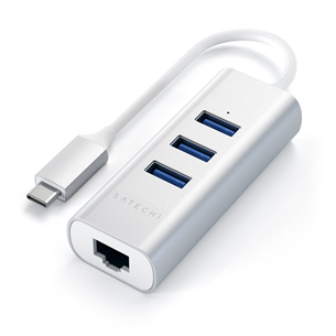 Satechi, USB C hub + Gigabit Ethernet, grey/white - Adapter