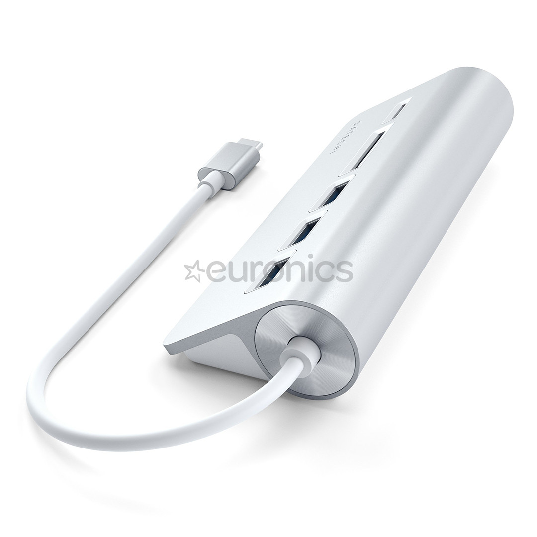 Satechi, Хаб USB-C + считыватель карты памяти, серый/белый - Адаптер